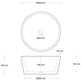 Urbi et Orbi Circum opbouw wastafel 38cm donkergrijs