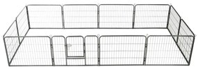 vidaXL Hondenren met 12 panelen 80x60 cm staal zwart