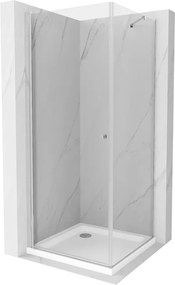 Mexen Pretoria scharnier douchecabine 70 x 70 cm, transparant, chroom + vlakke douchebak - 852-070-070-01-00-4010