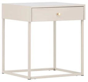Metalen Nachtkastje Met Lade Beige - 41x41x50cm.