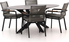 Diningset Bellagio | 4 personen sintered stone | Tuinset stapelbaar | 5-delig | Kees Smit Tuinmeubelen