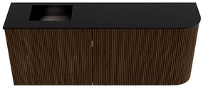 Mondiaz Joya 100cm toiletmeubel ronding rechts walnut met wastafel faye links zonder kraangat urban