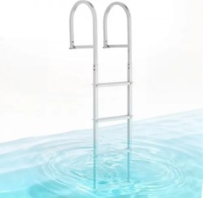 VEVOR Afneembare aanlegsteigerladder, bootladder met 4 antislip treden, brede pedalen en leuning, draagvermogen 227 kg, aluminiumlegering zwembadladder, toegangsladder voor aanlegsteigers, zwembaden, meren, jachten, zilver