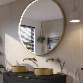 Ben Callisto ronde spiegel met LED verlichting en anti-condens Ø120cm mat goud