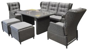 Ibiza premium stoel bank dining loungeset verstelbaar 6 delig antraciet