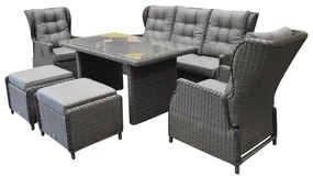 Ibiza premium stoel bank dining loungeset verstelbaar 6 delig antraciet