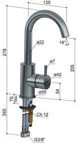 Hotbath Cobber wastafelkraan met draaibare uitloop geborsteld messing PVD