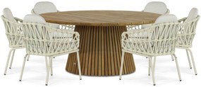 Tuinset Ronde Tuintafel 6 personen 180 cm Aluminium/rope Grijs Coco Barcelona/Fungo