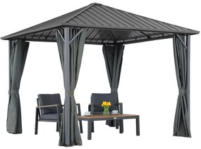 Itaka 3x3 tuinhuisje met gordijnen antraciet Tuinpunt