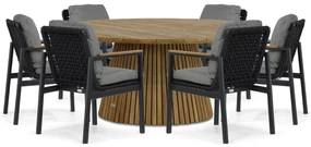 Tuinset Ronde Tuintafel 6 personen 180 cm Aluminium/rope Grijs Coco Ralph/Fungo
