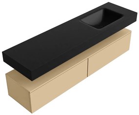 Zaro Alan badmeubel 170cm sand 2 lades met vrijhangende wastafel cloud rechts 1 kraangat urban