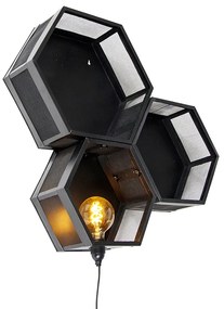 Industriële wandlamp zwart - Comb gaze Industriele / Industrie / Industrial E27 vierkant Binnenverlichting Lamp