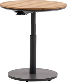 San Sebastian bijzettafel 59xH45-65 cm rond aluminium antraciet teak  blad