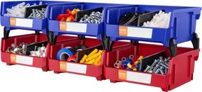 VEVOR set van 6 zichtbare opbergdozen, stapeldozen, opbergdozen, blauw/rood