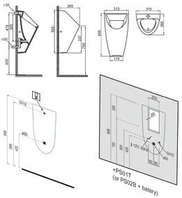 Bruckner Schwarn urinoir 31,5x26,5cm wit