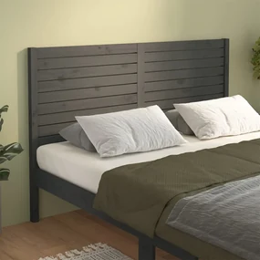 vidaXL Hoofdbord 146x4x100 cm massief grenenhout grijs