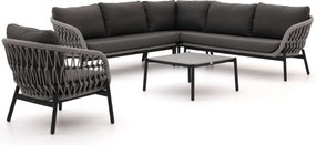 Hoek loungeset Bellagio | 6 personen | Loungeset Grijs | Hoekbank Rope (touw) | 255x255cm | Kees Smit Tuinmeubelen