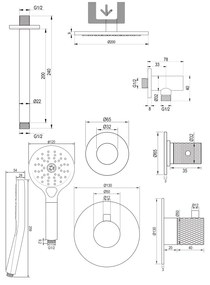 Brauer Brushed Carving complete inbouw regendouche set 11 met 20cm douchekop, plafondarm en 3 standen handdouche RVS geborsteld PVD