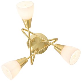 Klassieke plafondlamp goud met opaal glas 3-lichts - Inez