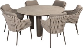 Arizona Montera dining tuinset 7 delig 160 cm rond keramiek terre 4 Seasons Outdoor