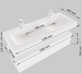 Mondiaz Alan DLux badmeubel 120cm smoke 2 lades met wastafel glace dubbel zonder kraangat