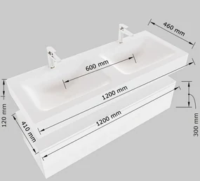 Mondiaz Alan DLux badmeubel 120cm smoke 2 lades met wastafel glace dubbel zonder kraangat