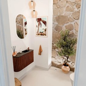 Mondiaz Joya DLux 70cm toiletmeubel ronding links ruby met wastafel faye rechts 1 kraangat lava