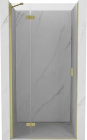 Mexen Mist-H douchedeur scharnierend links 105 cm, transparant, geborsteld goud - 8A5-105-000-55-00-L
