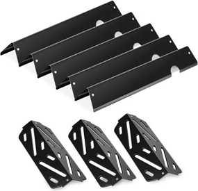 VEVOR 5 Flavorizer Bars (435 mm) + 3 Verwarmingsplaten (318 mm), Flavor Rails Vlamverdeler voor Weber Genesis ll 310 315 335 340, E/S 325s, ES/SX 325s, E/S 335, EX/SX/EPX-335 Grills, Dikkere Verwarmingsplaat