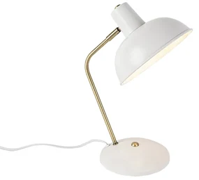 Retro tafellamp wit met brons 38cm - Milou Modern E14 rond Binnenverlichting Lamp