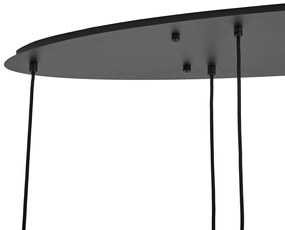 Moderne hanglamp zwart met wit glas langwerpig 6-lichts - Misty