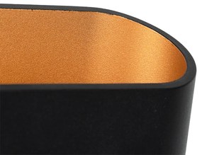 Moderne wandlamp zwart met gouden binnenkant ovaal - Alone