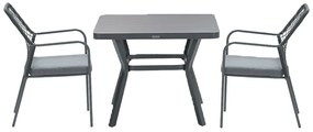 Garden Impressions Ross tuinset 3-delig zwart - Mina tuintafel 90x90 cm