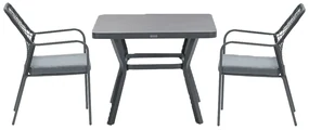 Garden Impressions Ross tuinset 3-delig zwart - Mina tuintafel 90x90 cm