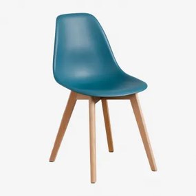 Pack Van 2 Eetkamerstoelen Van Polypropyleen En Beukenhout Scand Nordic Blauw – Intens Turquoise - Sklum