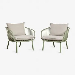 Set Van 2 Tuinstoelen Van Staal En Polypropyleen Aradina Lichtolijfgroen - Sklum
