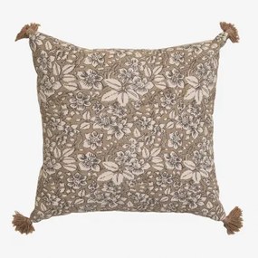 Vierkant Kussen 45x45 Cm In Odilon-katoen Beige – Linnen - Sklum