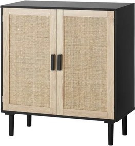VEVOR Rotan kast Rotan ladekast 1 stuk Opbergkast met 2 magnetische deuren, dressoirkast met verstelbare planken, ideaal voor hal, entree, woonkamer of keuken