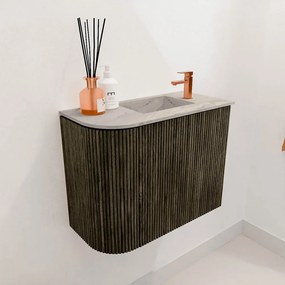 Mondiaz Joya DLux 50cm toiletmeubel ronding links shadow met wastafel faye rechts 1 kraangat glace