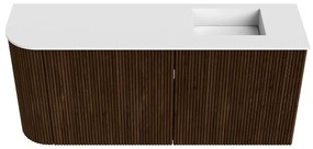 Mondiaz Joya 90cm toiletmeubel ronding links walnut met wastafel faye rechts zonder kraangat talc