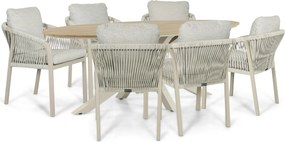 Tuinset 6 personen 220 cm Rope Taupe Lifestyle Garden Furniture Biagio/Matara