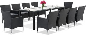 Milan/Grenada 10 technorattan tuinmeubelen met grote Garden Point tafel antraciet