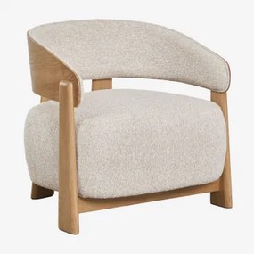 Fauteuil Van Bekleed Eikenhout Olea Eikenhout & Bouclé Crèmebeige - Sklum