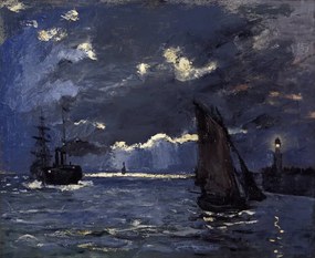 Kunstreproductie A Seascape, Shipping by Moonlight (1864), Claude Monet