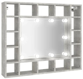 vidaXL Spiegelkast met LED-verlichting 91x15x76,5 cm betongrijs
