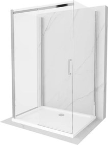 Mexen Omega-3S 3-zijdige douchecabine, schuifdeur 130x80 cm, transparant, chroom + Flat douchebak - 825-130-080-01-00-3s-4010