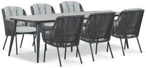 Tuinset 6 personen 240 cm Aluminium/rope Grijs Santika Furniture Santika
