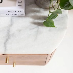 Kare Design Grace Nachtkastje Mangohout En Marmer - 50x35x55cm.