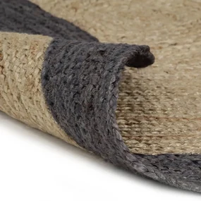 vidaXL Vloerkleed handgemaakt met donkergrijze rand 150 cm jute