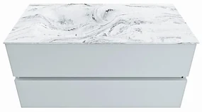 Mondiaz Vica DLux badmeubel 100cm clay 2 lades met wastafel glace links zonder kraangat